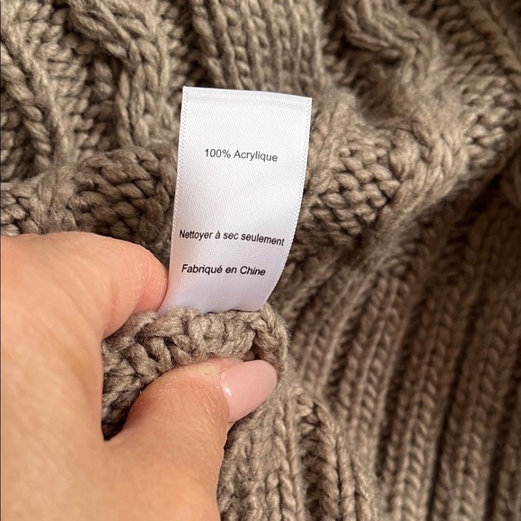 ASTR REVOLVE Taupe Brown Cable Knit Turtleneck Cropped Sweater, Size M - Picture 13 of 15